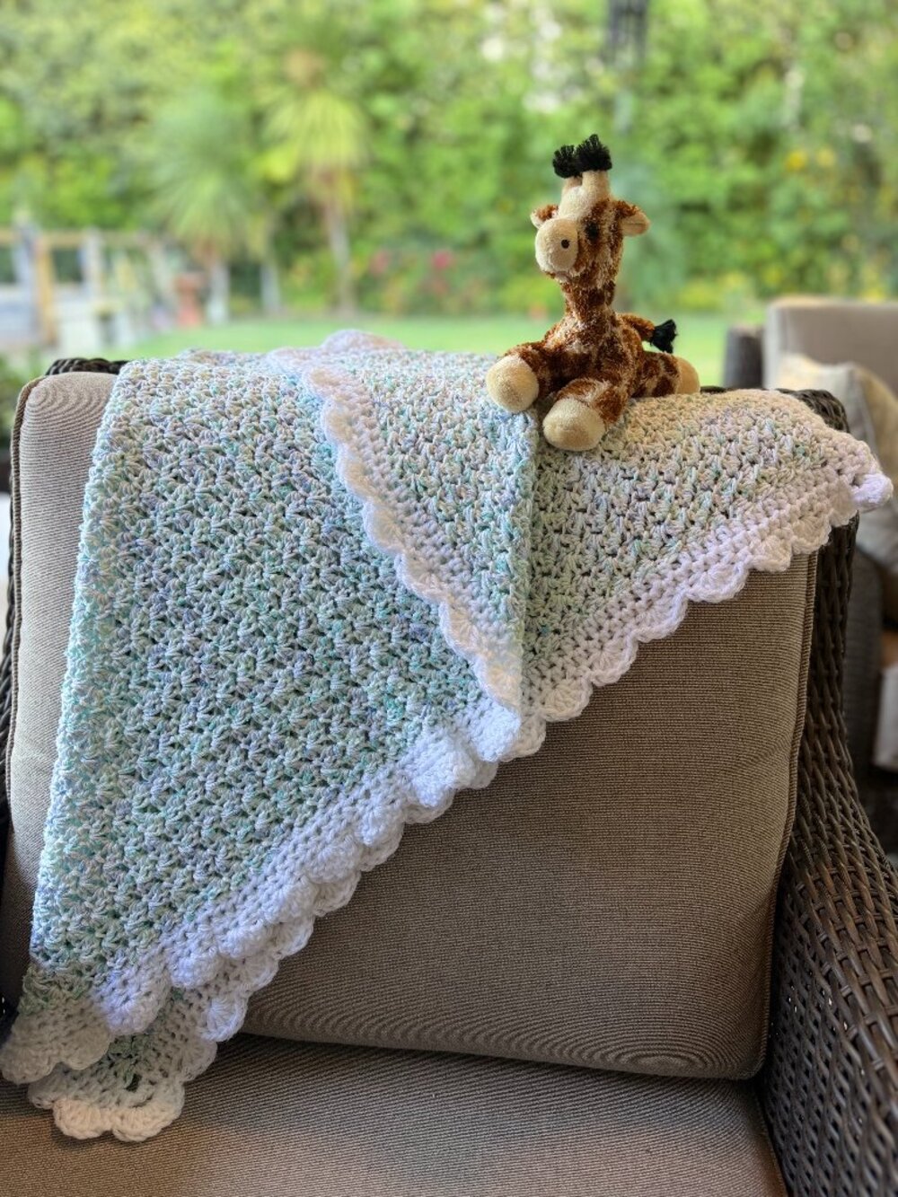 Handmade Crochet Baby Blanket, Soft Heirloom Nursery Gift, Color: Seafoam Mist